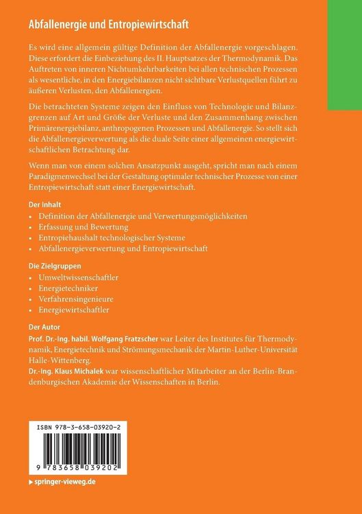 Produktbild: Abfallenergie und Entropiewirtschaft