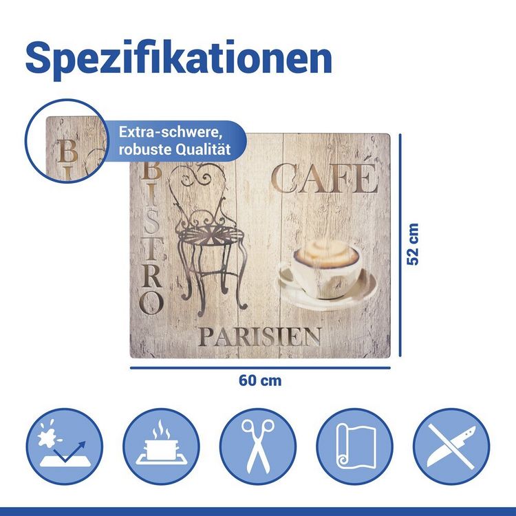 Produktbild: Schutzabdeckmatte Mod. Bistro 60 x 52 cm, hitzebest&auml;ndige Schutzmatte f&uuml;r Kochfelder