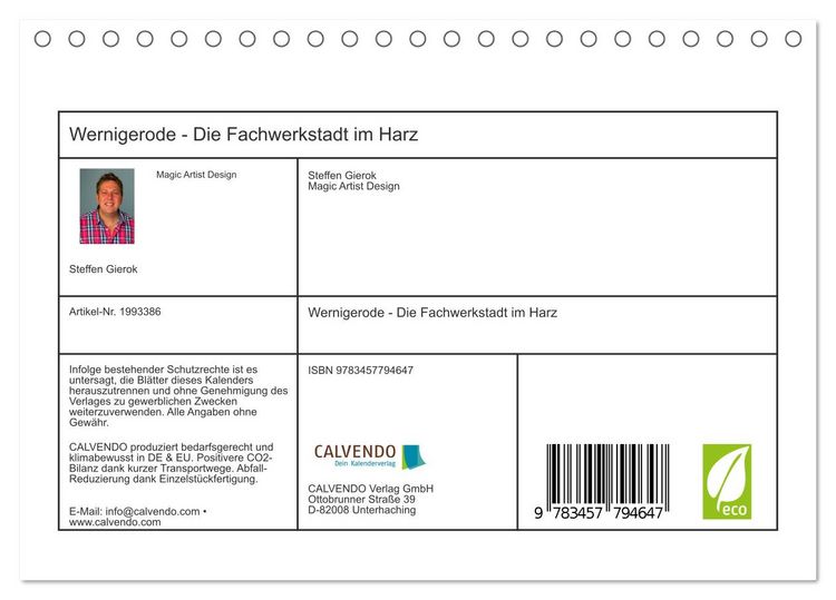 Produktbild: Wernigerode - Die Fachwerkstadt im Harz (Tischkalender 2026 DIN A5 quer), CALVENDO Monatskalender
