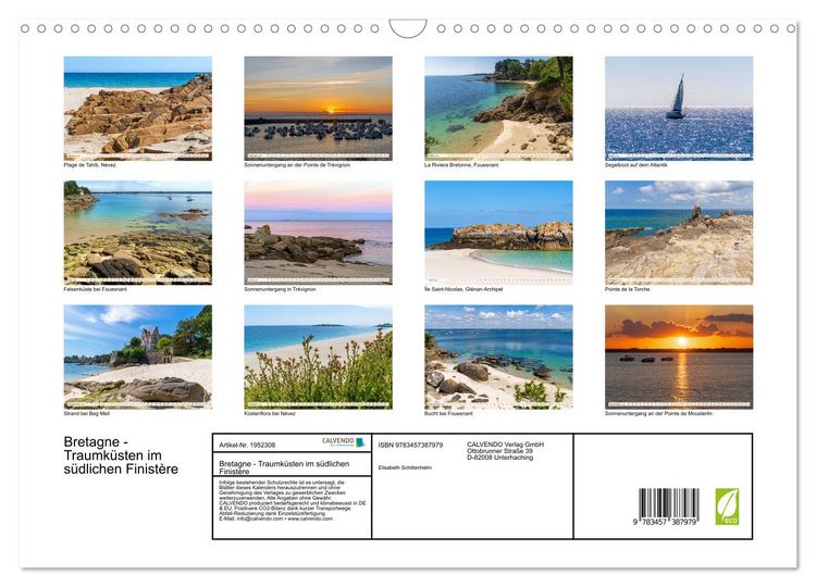 Produktbild: Bretagne - Traumk&uuml;sten im s&uuml;dlichen Finist&egrave;re (Wandkalender 2026 DIN A3 quer), CALVENDO Monatskalender
