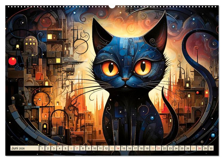 Produktbild: Katzen - die Nacht erwacht (hochwertiger Premium Wandkalender 2026 DIN A2 quer), Kunstdruck in Hochglanz