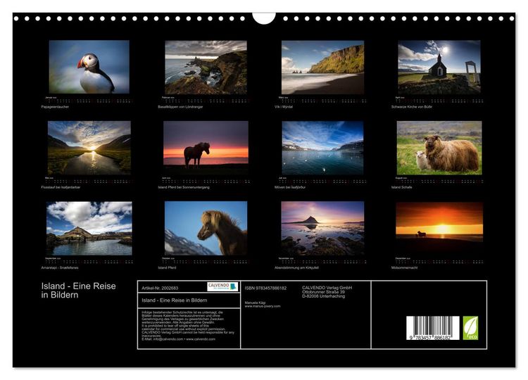 Produktbild: Island - Eine Reise in Bildern (Wandkalender 2026 DIN A3 quer), CALVENDO Monatskalender