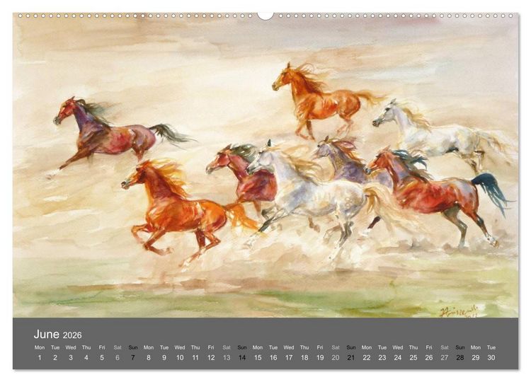 Produktbild: Horses in four seasons 2026 (High Quality Premium Wall Calendar 2026 DIN A2 landscape),CALVENDO 12 Month Wall Calendar