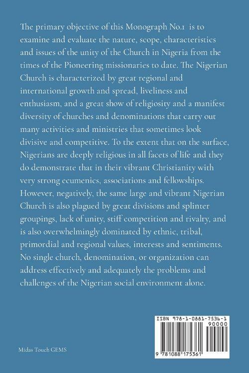 Produktbild: Church Unity in Nigeria - Monographs No.1