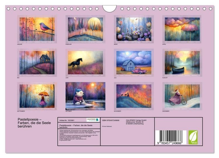 Produktbild: Pastellpoesie &ndash; Farben, die die Seele ber&uuml;hren (Wandkalender 2026 DIN A4 quer), CALVENDO Monatskalender