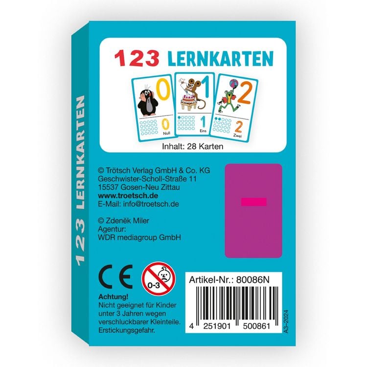 Produktbild: Tr&ouml;tsch Der kleine Maulwurf Kartenset 123 Lernkarten