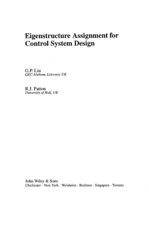 Produktbild: Eigenstructure Assignment for Control System Design