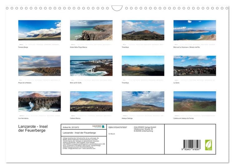 Produktbild: Lanzarote - Insel der Feuerberge (Wandkalender 2026 DIN A3 quer), CALVENDO Monatskalender