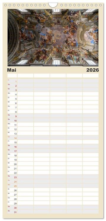 Produktbild: Familienplaner 2026 - Gew&ouml;lbe des Glaubens &ndash; Kirchendecken Europas mit 5 Spalten (Wandkalender, 21 x 45 cm) CALVENDO