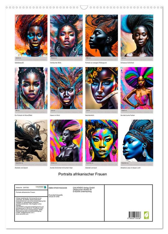 Produktbild: Portraits afrikanischer Frauen (Wandkalender 2026 DIN A2 hoch), CALVENDO Monatskalender