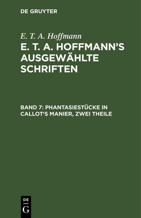Produktbild: Phantasiestücke in Callot's Manier, zwei Theile