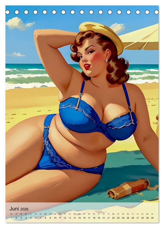 Produktbild: Pin up Girls Hei&szlig;e Kurven mit Retro Charme (Tischkalender 2026 DIN A5 hoch), CALVENDO Monatskalender