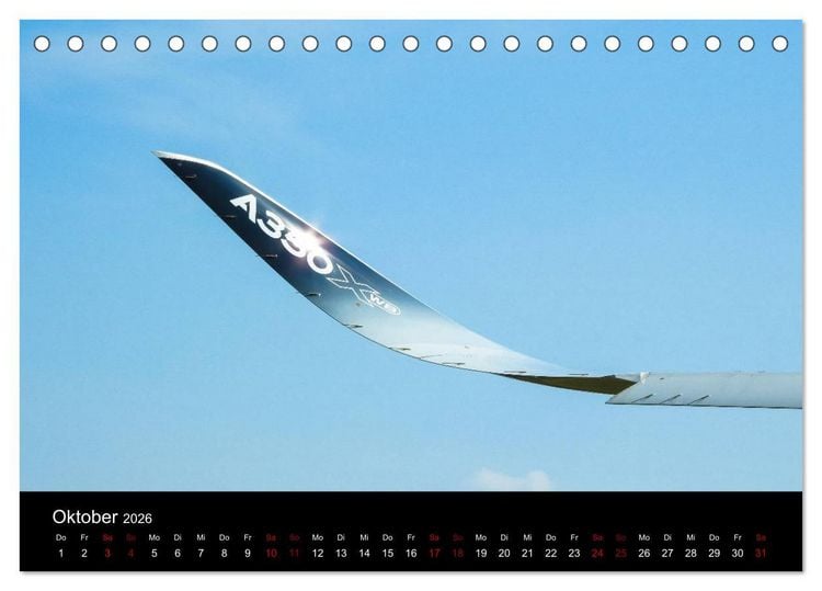 Produktbild: Airbus A350 Hautnah (Tischkalender 2026 DIN A5 quer), CALVENDO Monatskalender