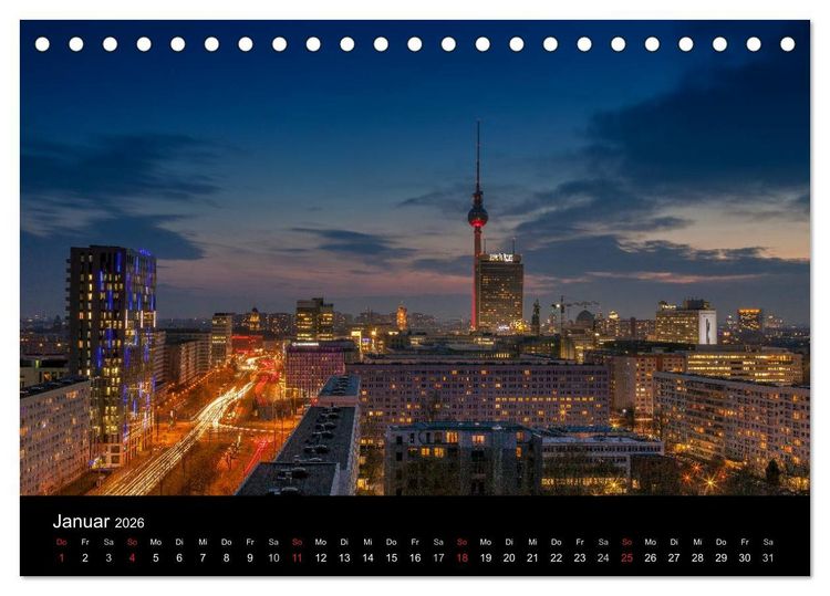 Produktbild: Die Blaue Stunde in Berlin (Tischkalender 2026 DIN A5 quer), CALVENDO Monatskalender