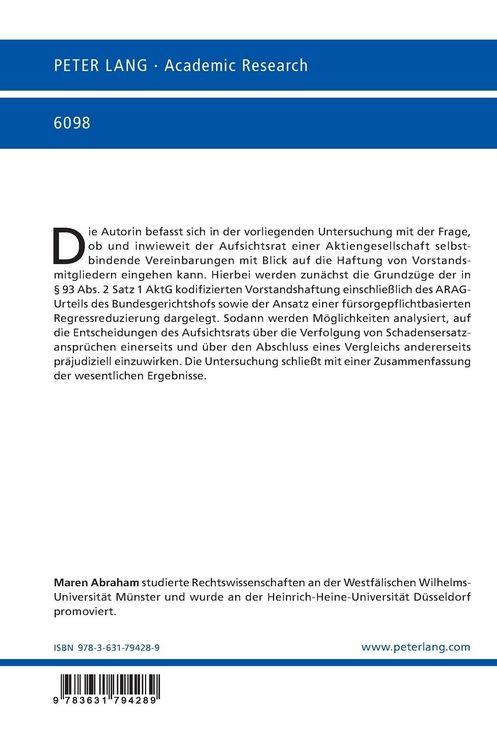 Produktbild: Haftungsverschonung im Anstellungsvertrag des Vorstands