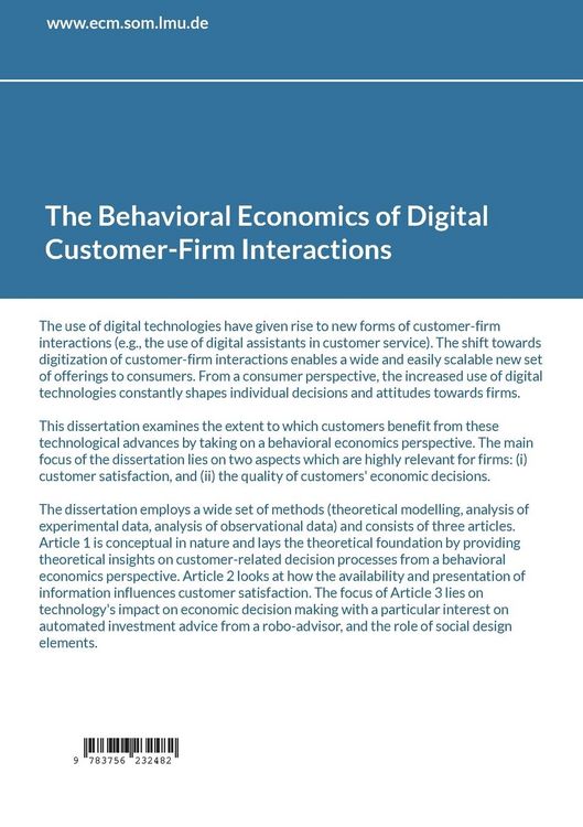 Produktbild: The Behavioral Economics of Digital Customer-Firm Interactions