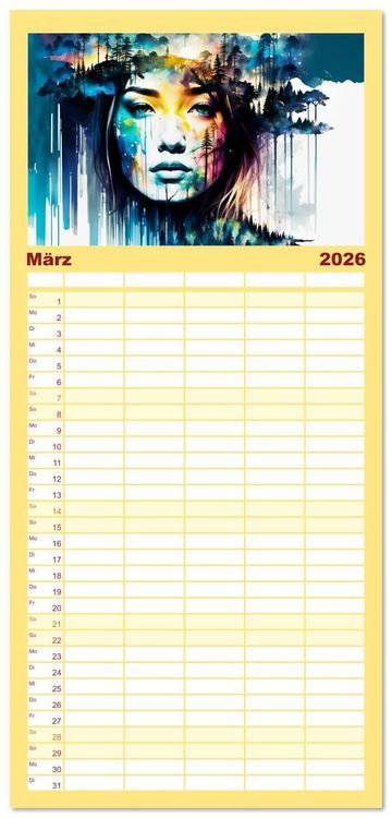 Produktbild: Familienplaner 2026 - Wilde Ladys mit 5 Spalten (Wandkalender, 21 x 45 cm) CALVENDO