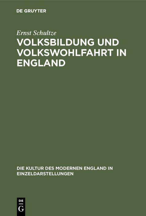 Produktbild: Volksbildung und Volkswohlfahrt in England