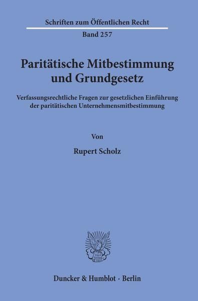 Produktbild: Parit&auml;tische Mitbestimmung und Grundgesetz.