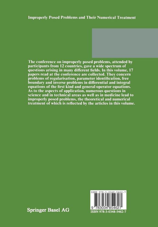 Produktbild: Improperly Posed Problems and Their Numerical Treatment