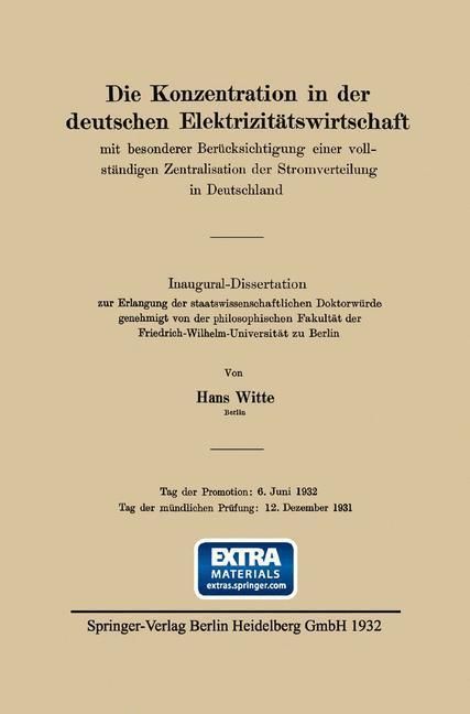 Produktbild: Die Konzentration in der deutschen Elektrizit&auml;tswirtschaft