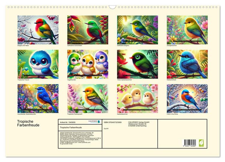 Produktbild: Tropische Farbenfreude (Wandkalender 2026 DIN A2 quer), CALVENDO Monatskalender