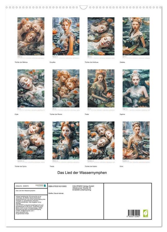 Produktbild: Das Lied der Wassernymphen (Wandkalender 2026 DIN A2 hoch), CALVENDO Monatskalender