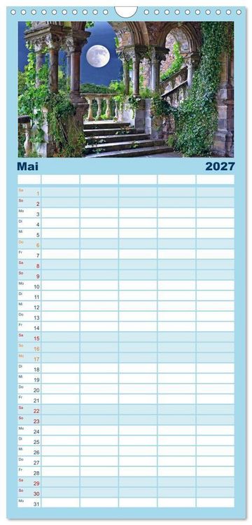 Produktbild: Familienplaner 2027 - Pl&auml;tze zum Tr&auml;umen mit 5 Spalten (Wandkalender, 21 x 45 cm) CALVENDO