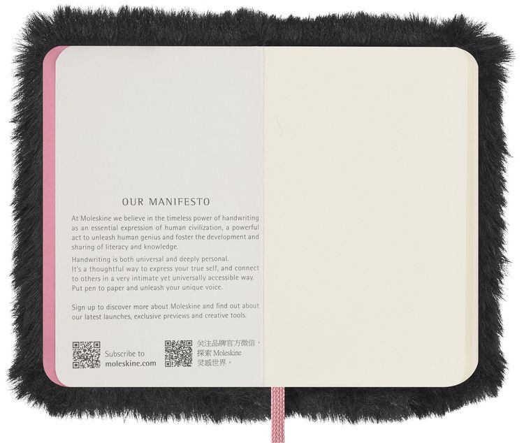 Produktbild: Moleskine X Blackpink Notizbuch faux fur XS, blanko, fester Einband, schwarz