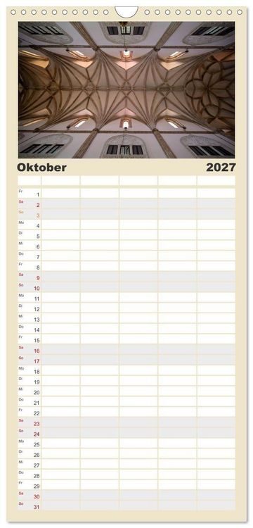 Produktbild: Familienplaner 2027 - Gew&ouml;lbe des Glaubens &ndash; Kirchendecken Europas mit 5 Spalten (Wandkalender, 21 x 45 cm) CALVENDO