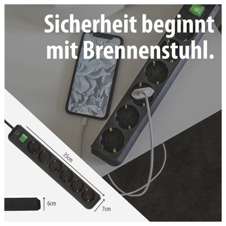 Produktbild: Brennenstuhl 1159500400 Steckdosenleiste mit Schalter 6fach Schwarz Schutzkontakt 1 St.