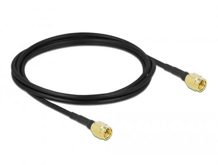 Produktbild: Delock WLAN-Antennen Anschlusskabel [1x SMA-Stecker - 1x SMA-Stecker] 2m Schwarz