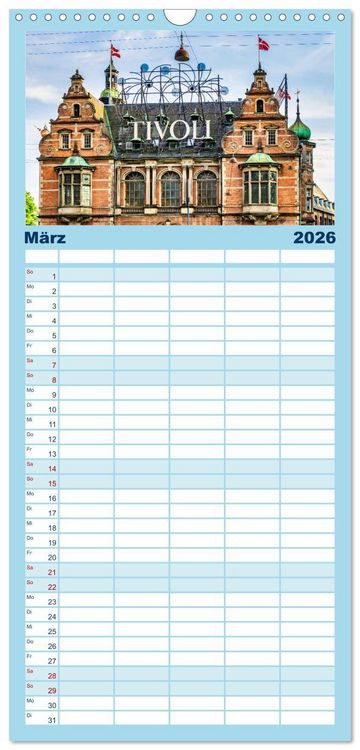 Produktbild: Familienplaner 2026 - Kopenhagen - Die wundervolle Hafenstadt mit 5 Spalten (Wandkalender, 21 x 45 cm) CALVENDO