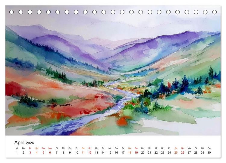 Produktbild: Kunst trifft Landschaft (Tischkalender 2026 DIN A5 quer), CALVENDO Monatskalender