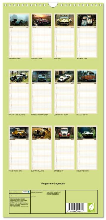 Produktbild: Familienplaner 2027 - Vergessene Legenden mit 5 Spalten (Wandkalender, 21 x 45 cm) CALVENDO