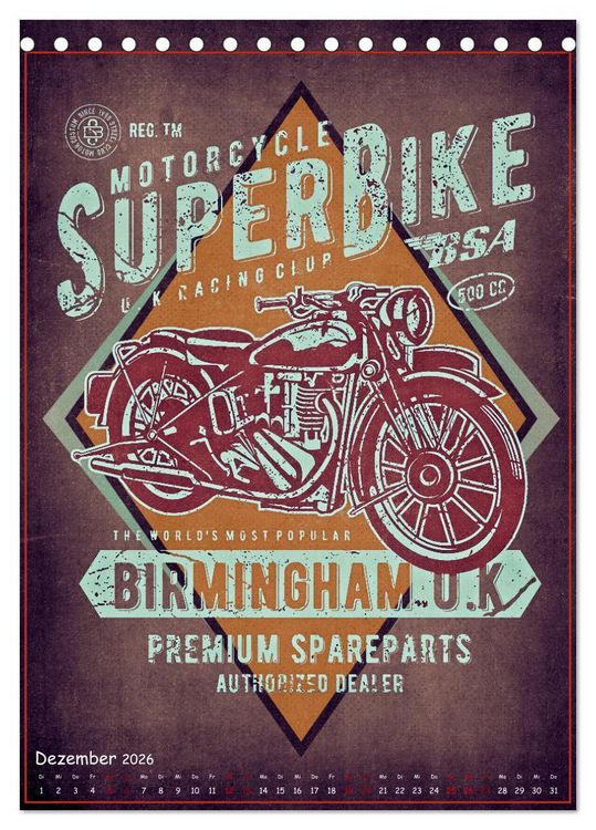 Produktbild: Motorrad Nostalgie (Tischkalender 2026 DIN A5 hoch), CALVENDO Monatskalender