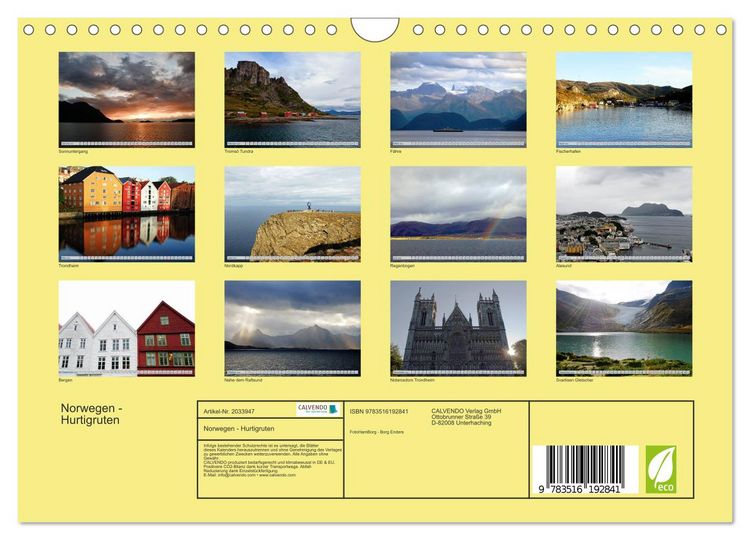 Produktbild: Norwegen - Hurtigruten (Wandkalender 2026 DIN A4 quer), CALVENDO Monatskalender