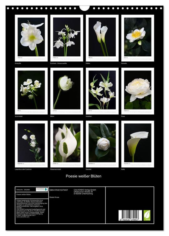 Produktbild: Poesie wei&szlig;er Bl&uuml;ten (Wandkalender 2026 DIN A3 hoch), CALVENDO Monatskalender
