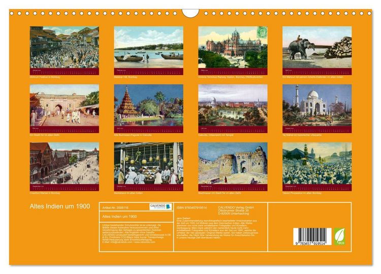 Produktbild: Altes Indien um 1900 (Wandkalender 2026 DIN A3 quer), CALVENDO Monatskalender