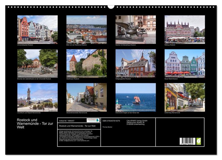 Produktbild: Rostock und Warnem&uuml;nde - Tor zur Welt (Wandkalender 2026 DIN A2 quer), CALVENDO Monatskalender