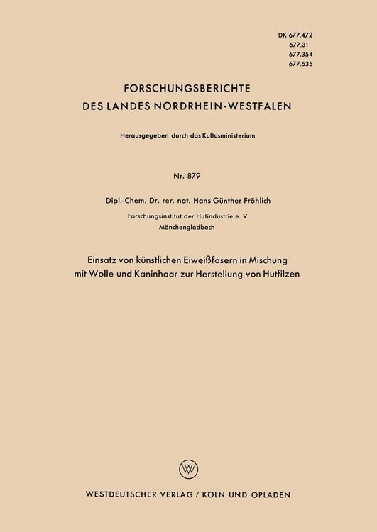 Produktbild: Einsatz von k&uuml;nstlichen Eiwei&szlig;fasern in Mischung mit Wolle und Kaninhaar zur Herstellung von Hutfilzen
