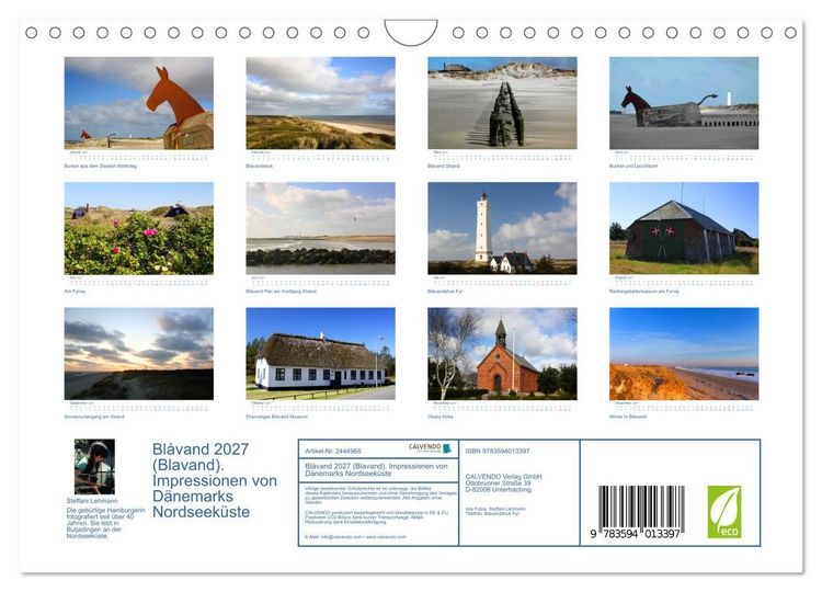 Produktbild: Bl&aring;vand 2027 (Blavand). Impressionen von D&auml;nemarks Nordseek&uuml;ste (Wandkalender 2027 DIN A4 quer), CALVENDO Monatskalender