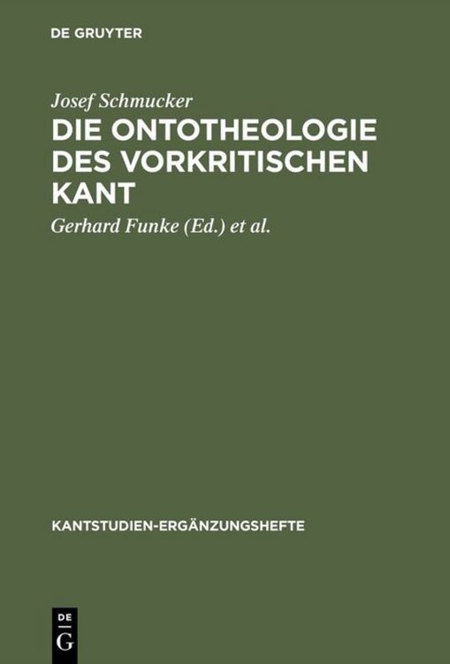 Produktbild: Die Ontotheologie des vorkritischen Kant