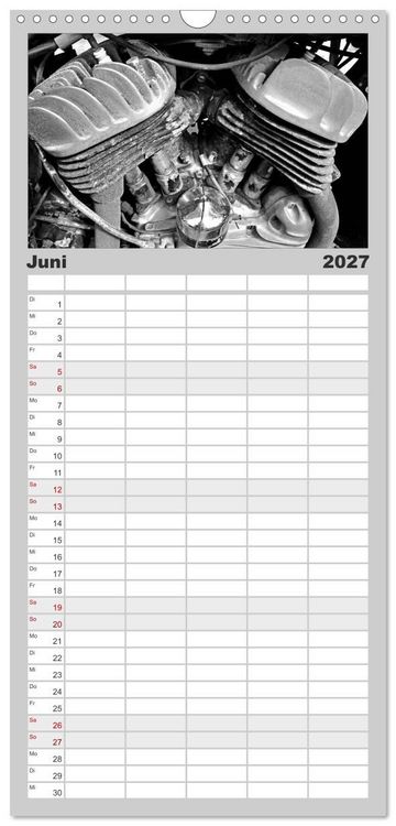 Produktbild: Familienplaner 2027 - Harley Davidson WLA 750 in Schwarzweiss mit 5 Spalten (Wandkalender, 21 x 45 cm) CALVENDO