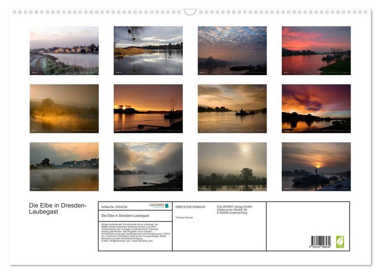 Produktbild: Die Elbe in Dresden-Laubegast (Wandkalender 2026 DIN A2 quer), CALVENDO Monatskalender