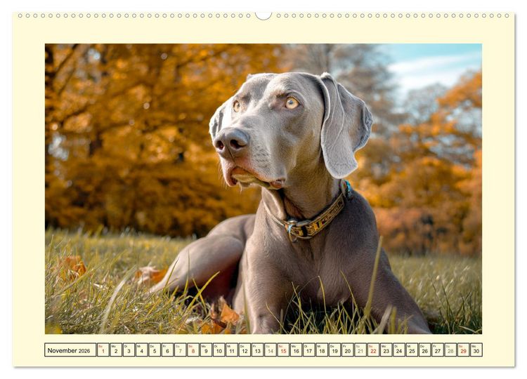 Produktbild: Edle Weimaraner. Loyale Silberseelen im Licht der Natur (Wandkalender 2026 DIN A2 quer), CALVENDO Monatskalender