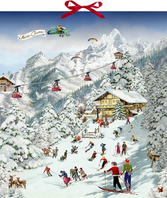 Produktbild: Wand-Adventskalender &ndash; Fr&ouml;hliche Skifreizeit in den Bergen