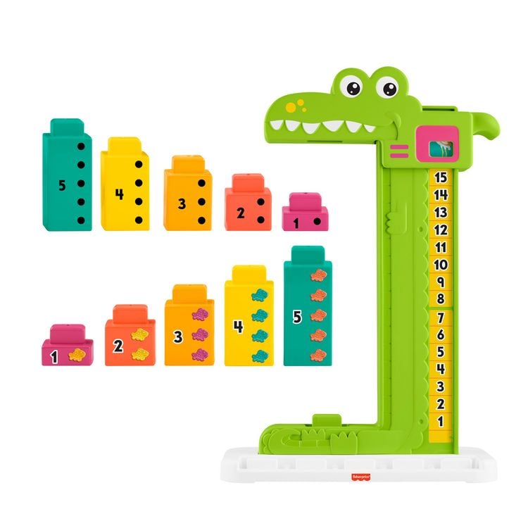 Produktbild: Fisher-Price Mein Zahlen-Krokodil Lernspielzeug mit 10 Stapelbl&ouml;cken f&uuml;r Kleinkinder