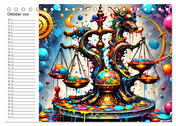 Produktbild: Street Art Sternzeichen (Tischkalender 2026 DIN A5 quer), CALVENDO Monatskalender