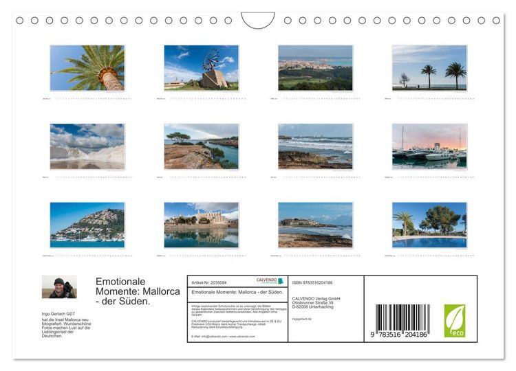 Produktbild: Emotionale Momente: Mallorca - der S&uuml;den. (Wandkalender 2026 DIN A4 quer), CALVENDO Monatskalender